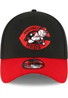 New Era Cincinnati Reds Mens Black Cooperstown 2T Team Classic Flex Hat