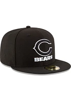 New Era Chicago Bears Mens Black C Logo Tonal Basic 59FIFTY Fitted Hat