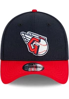 New Era Cleveland Guardians Mens Navy Blue G Logo Red Visor 39THIRTY Flex Hat