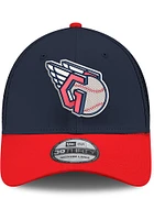 New Era Cleveland Guardians Mens Navy Blue G Logo Red Visor Neo 39THIRTY Flex Hat
