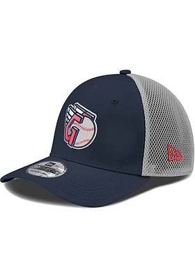 New Era Cleveland Guardians Mens Navy Blue G Logo Mesh Neo 39THIRTY Flex Hat