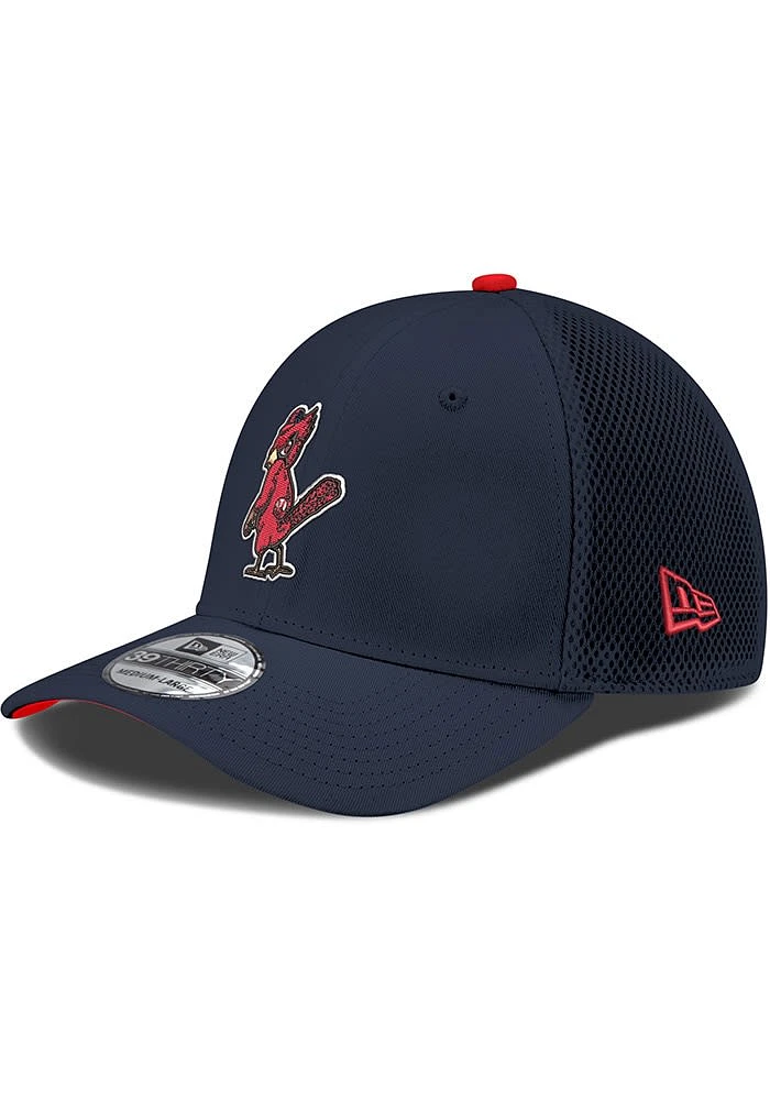 New Era St Louis Cardinals Mens Navy Blue Pitching Bird Mesh Neo 39THIRTY Flex Hat