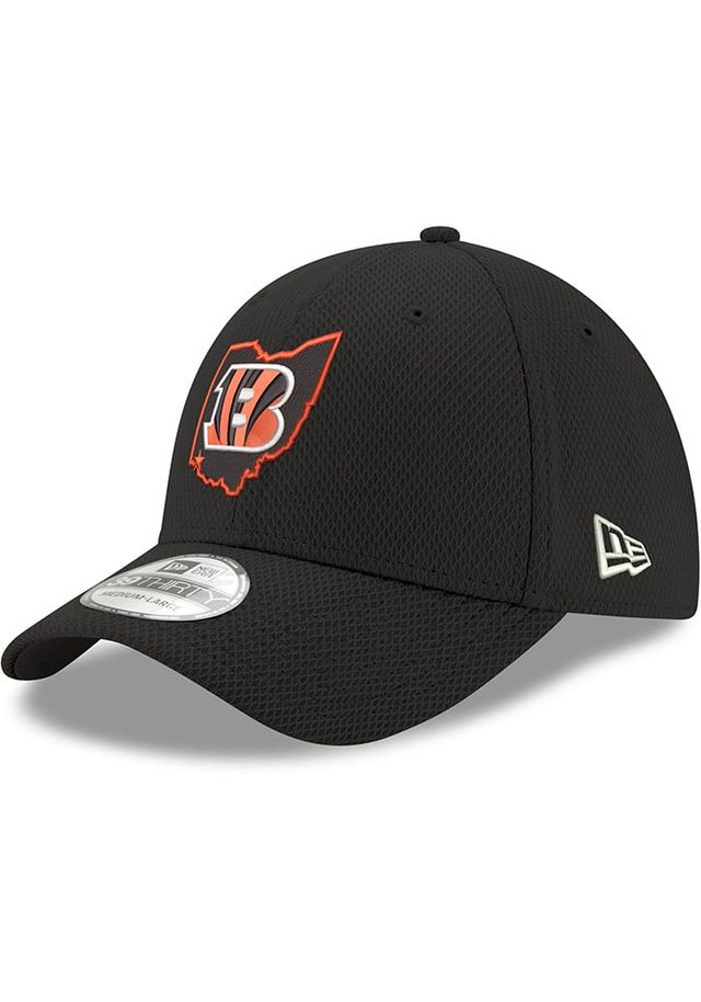 New Era Cincinnati Bengals Mens Black State Front Diamond 39THIRTY Flex Hat