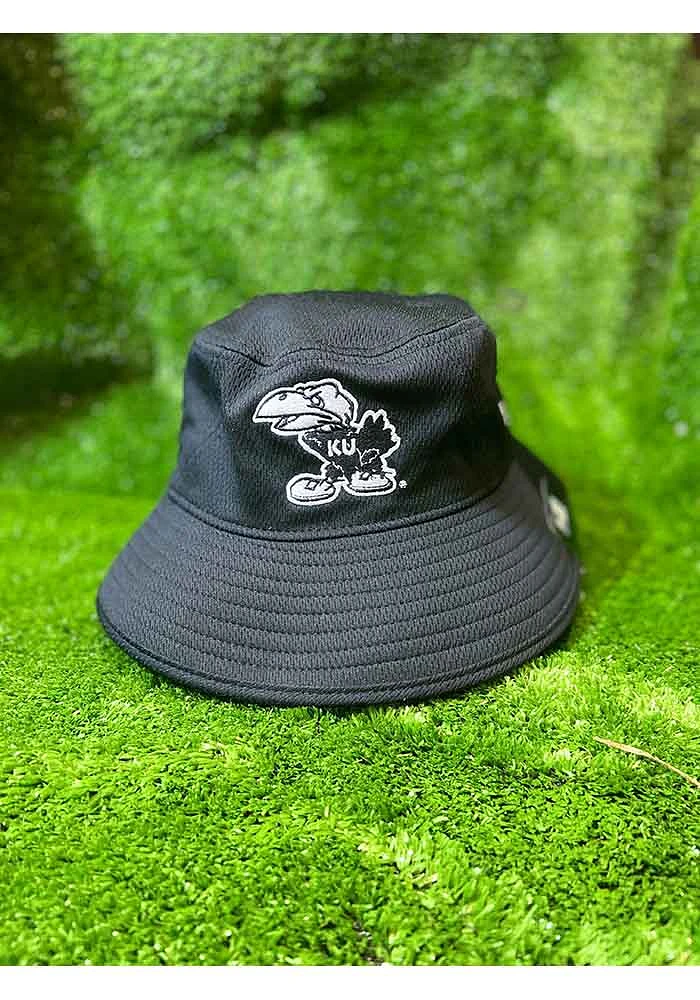 New Era Kansas Jayhawks Black White Logo Mens Bucket Hat