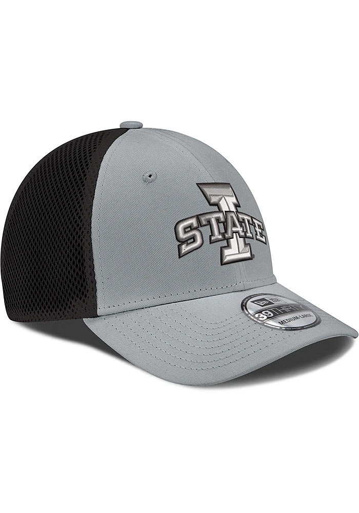 New Era Iowa State Cyclones Mens Grey 2T Black Mesh Neo 39THIRTY Flex Hat