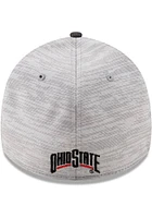 New Era Ohio State Buckeyes Mens Grey 2T Distinct Visor 39THIRTY Flex Hat