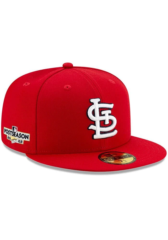 New Era St Louis Cardinals Mens Red 2022 Postseason Side Patch Game AC 59FIFTY Fitted Hat