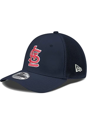 New Era St Louis Cardinals Mens Navy Blue STL Logo Mesh Neo 39THIRTY Flex Hat