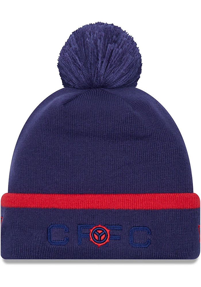 New Era Chicago Fire Red 2023 MLS Kick Off Cuff Pom Mens Knit Hat