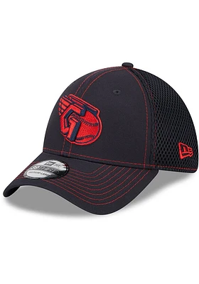 New Era Cleveland Guardians Mens Navy Blue Pop Team Neo 39THIRTY Flex Hat