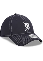 New Era Detroit Tigers Mens Navy Blue Team Classic 39THIRTY Iconic Flex Hat