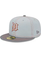New Era Detroit Tigers Mens Grey Gray Pop 59FIFTY Fitted Hat