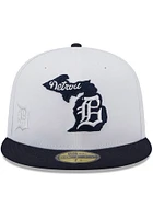 New Era Detroit Tigers Mens White State 59FIFTY Fitted Hat