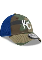 New Era Kansas City Royals Mens Blue Woodland Team Neo 39THIRTY Flex Hat
