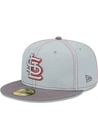 New Era St Louis Cardinals Mens Grey Gray Pop 59FIFTY Fitted Hat