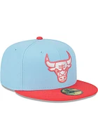 New Era Chicago Bulls Mens Light Blue 2T Color Pack 59FIFTY Fitted Hat