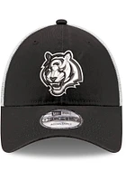 New Era Cincinnati Bengals 940 TRUCKER CINBEN BLACK WHITE TIGER Adjustable Hat - Black