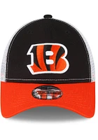 New Era Cincinnati Bengals 940 TRUCKER CINBEN BLK ORG WHT B LOGO Adjustable Hat - Black