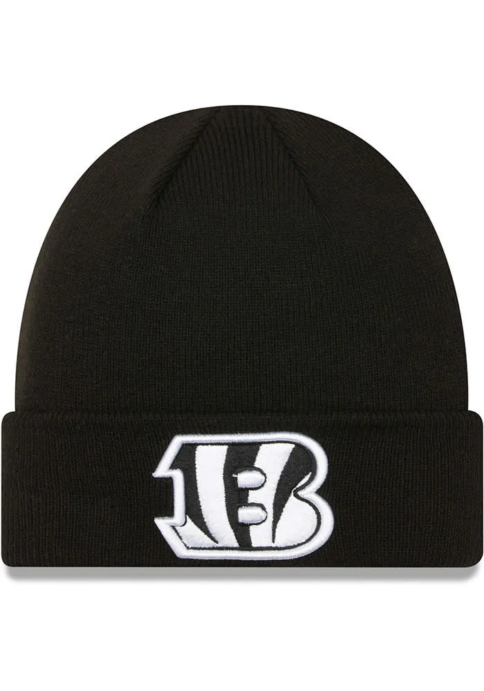 New Era Cincinnati Bengals Black KNIT CUFF CINBEN BLACK BW B LOGO Mens Knit Hat