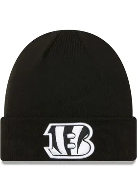 New Era Cincinnati Bengals Black KNIT CUFF CINBEN BLACK BW B LOGO Mens Knit Hat