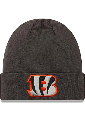 New Era Cincinnati Bengals Graphite KNIT CUFF CINBEN GRAPHITE B LOGO Mens Knit Hat