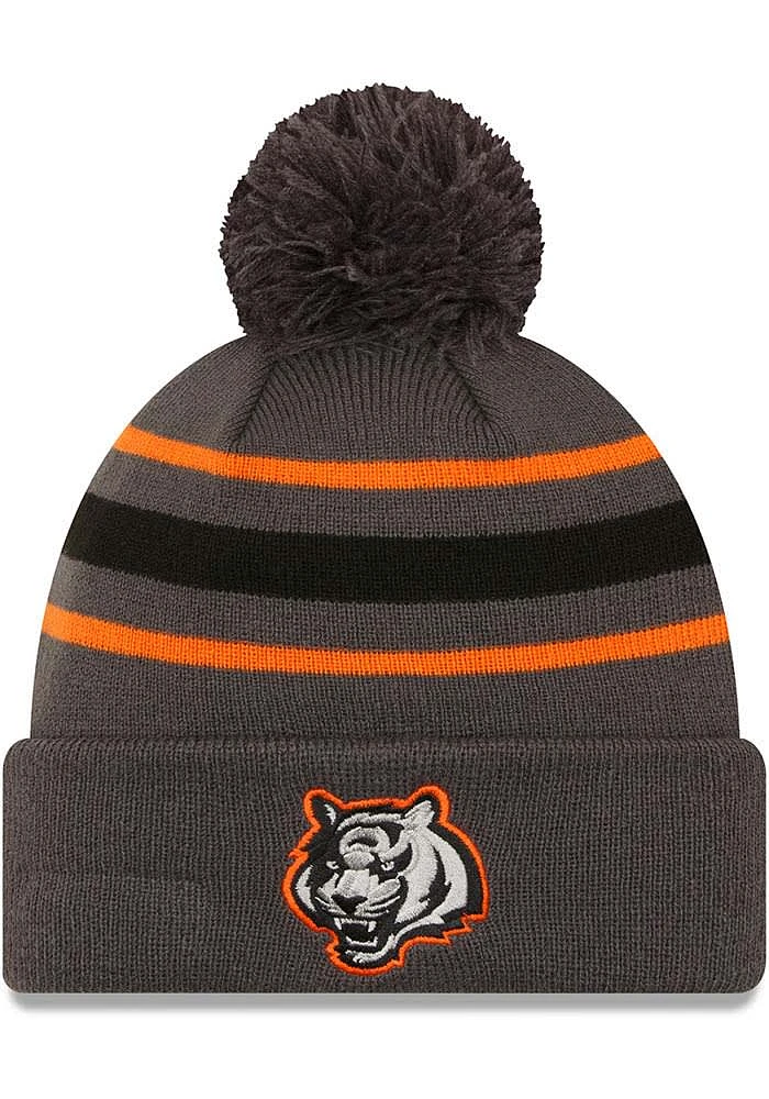 New Era Cincinnati Bengals Graphite KNIT POM CINBEN GRAPHITE BGO TIGER Mens Knit Hat