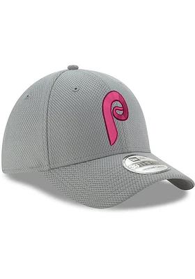 New Era Philadelphia Phillies Mens Grey Retro Diamond 39THIRTY Flex Hat
