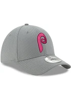 New Era Philadelphia Phillies Mens Grey Retro Diamond 39THIRTY Flex Hat