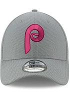 New Era Philadelphia Phillies Mens Grey Retro Diamond 39THIRTY Flex Hat