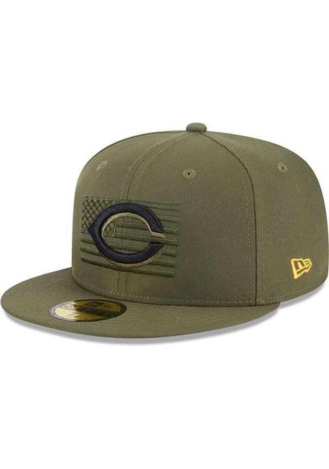 New Era Cincinnati Reds Mens Olive 2023 Armed Forces Day 59FIFTY Fitted Hat