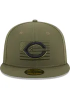 New Era Cincinnati Reds Mens Olive 2023 Armed Forces Day 59FIFTY Fitted Hat