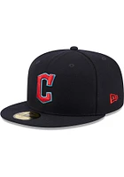 New Era Cleveland Guardians Mens Navy Blue 2023 Fathers Day 59FIFTY Fitted Hat