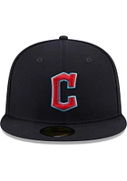 New Era Cleveland Guardians Mens Navy Blue 2023 Fathers Day 59FIFTY Fitted Hat