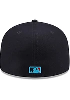 New Era Cleveland Guardians Mens Navy Blue 2023 Fathers Day 59FIFTY Fitted Hat