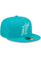 New Era Miami Marlins Mens Teal Monocamo 59FIFTY Fitted Hat