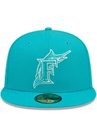 New Era Miami Marlins Mens Teal Monocamo 59FIFTY Fitted Hat