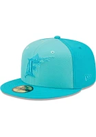 New Era Miami Marlins Mens Green Tri Tone Team 59FIFTY Fitted Hat