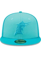 New Era Miami Marlins Mens Green Tri Tone Team 59FIFTY Fitted Hat