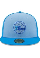 New Era Philadelphia 76ers Mens Blue Tri Tone Team 59FIFTY Fitted Hat