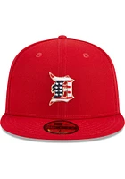 New Era Detroit Tigers Mens Red 2023 4th of July 59FIFTY Fitted Hat