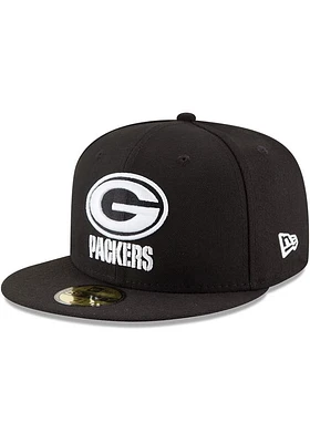 New Era Green Bay Packers Mens Black Basic 59FIFTY Fitted Hat