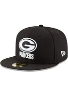 New Era Green Bay Packers Mens Black Basic 59FIFTY Fitted Hat