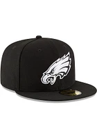 New Era Philadelphia Eagles Mens Black White Logo Basic 59FIFTY Fitted Hat