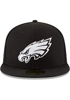 New Era Philadelphia Eagles Mens Black White Logo Basic 59FIFTY Fitted Hat
