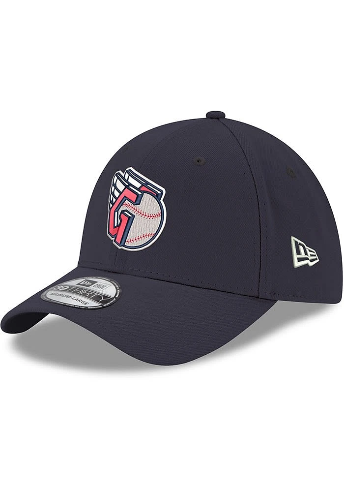 New Era Cleveland Guardians Mens Navy Blue Team Classic 39THIRTY Iconic Flex Hat