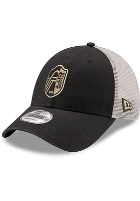 New Era St Louis City SC Tonal Primary Crest Stone Mesh Trucker 9FORTY Adjustable Hat - Black