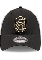 New Era St Louis City SC Tonal Primary Crest Stone Mesh Trucker 9FORTY Adjustable Hat - Black