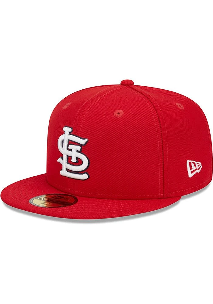 New Era St Louis Cardinals Mens Red Evergreen Team Color Side Patch 59FIFTY Fitted Hat