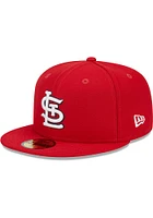 New Era St Louis Cardinals Mens Red Evergreen Team Color Side Patch 59FIFTY Fitted Hat