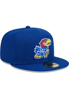 New Era Kansas Jayhawks Mens Blue Evergreen Basic 59FIFTY Fitted Hat